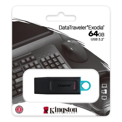 Kingston DataTraveler Exodia 64GB USB 3.2 Flash Drive – High-Speed, Portable Storage